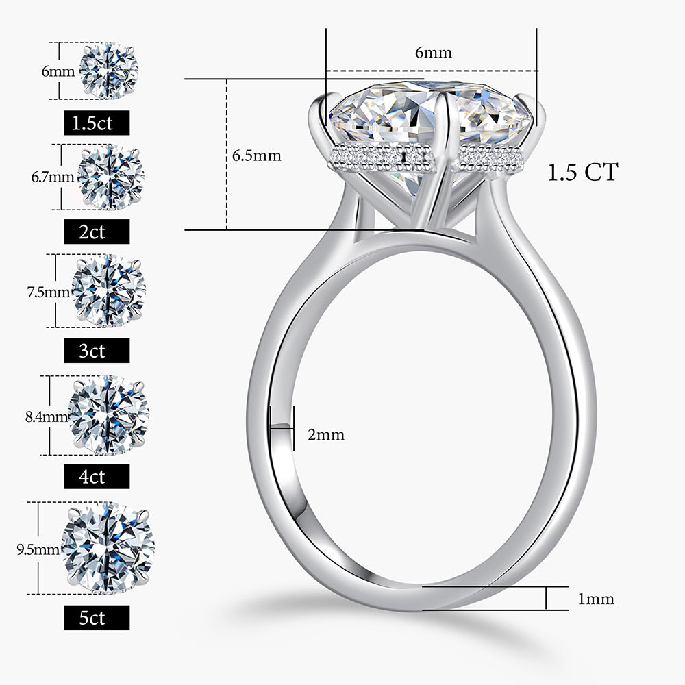 Large Brilliant 4CT 5CT Round Solitaire Lab Grown Diamond Engagement Ring