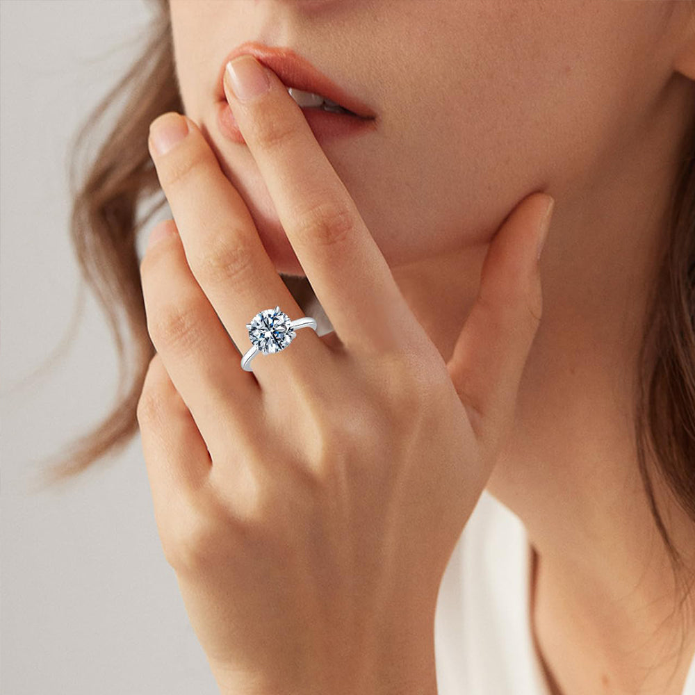 Large Brilliant 4CT 5CT Round Solitaire Lab Grown Diamond Engagement Ring