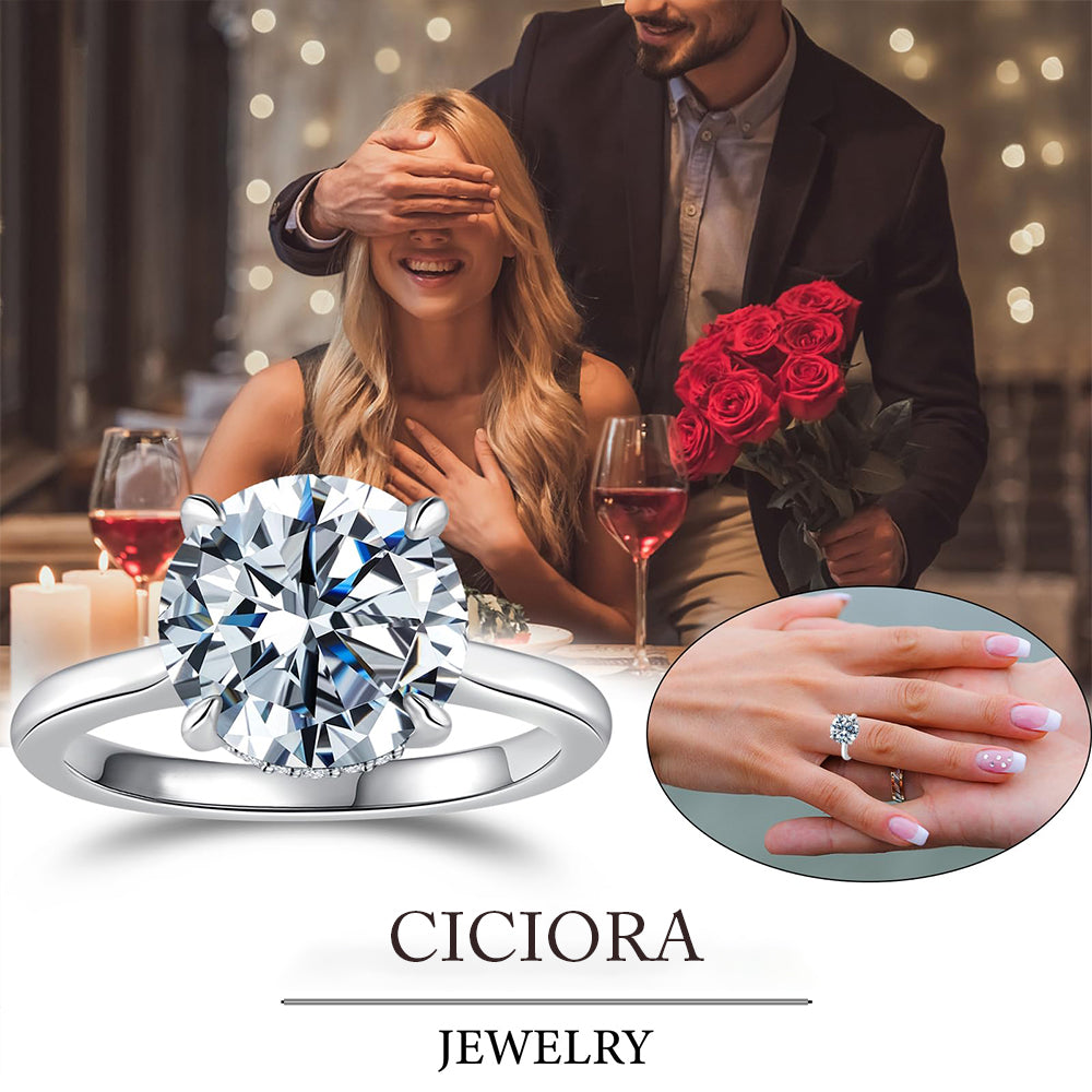 Large Brilliant 4CT 5CT Round Solitaire Lab Grown Diamond Engagement Ring