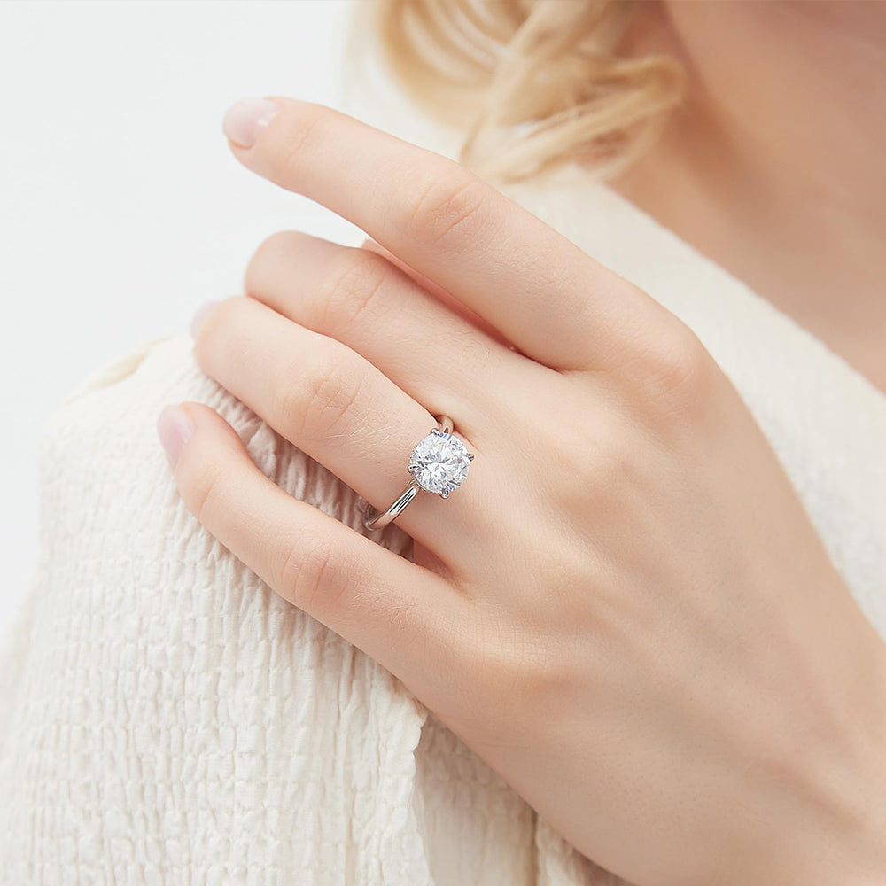Large Brilliant 4CT 5CT Round Solitaire Lab Grown Diamond Engagement Ring