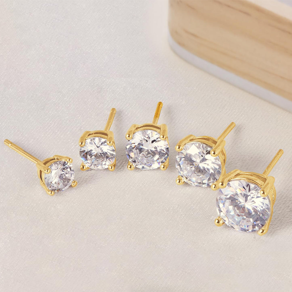 Classic Style 4 Prong Round Lab Grown Diamond Stud Earrings