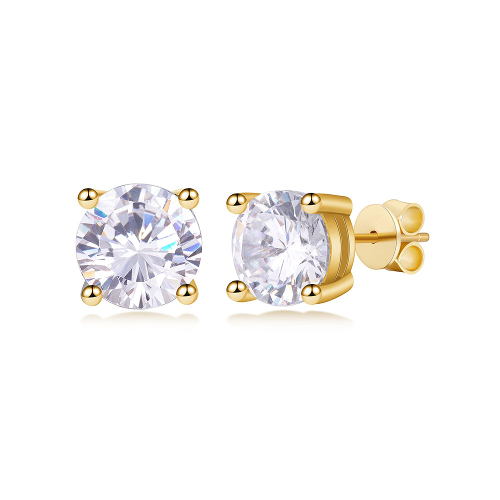 Classic Style 4 Prong Round Lab Grown Diamond Stud Earrings