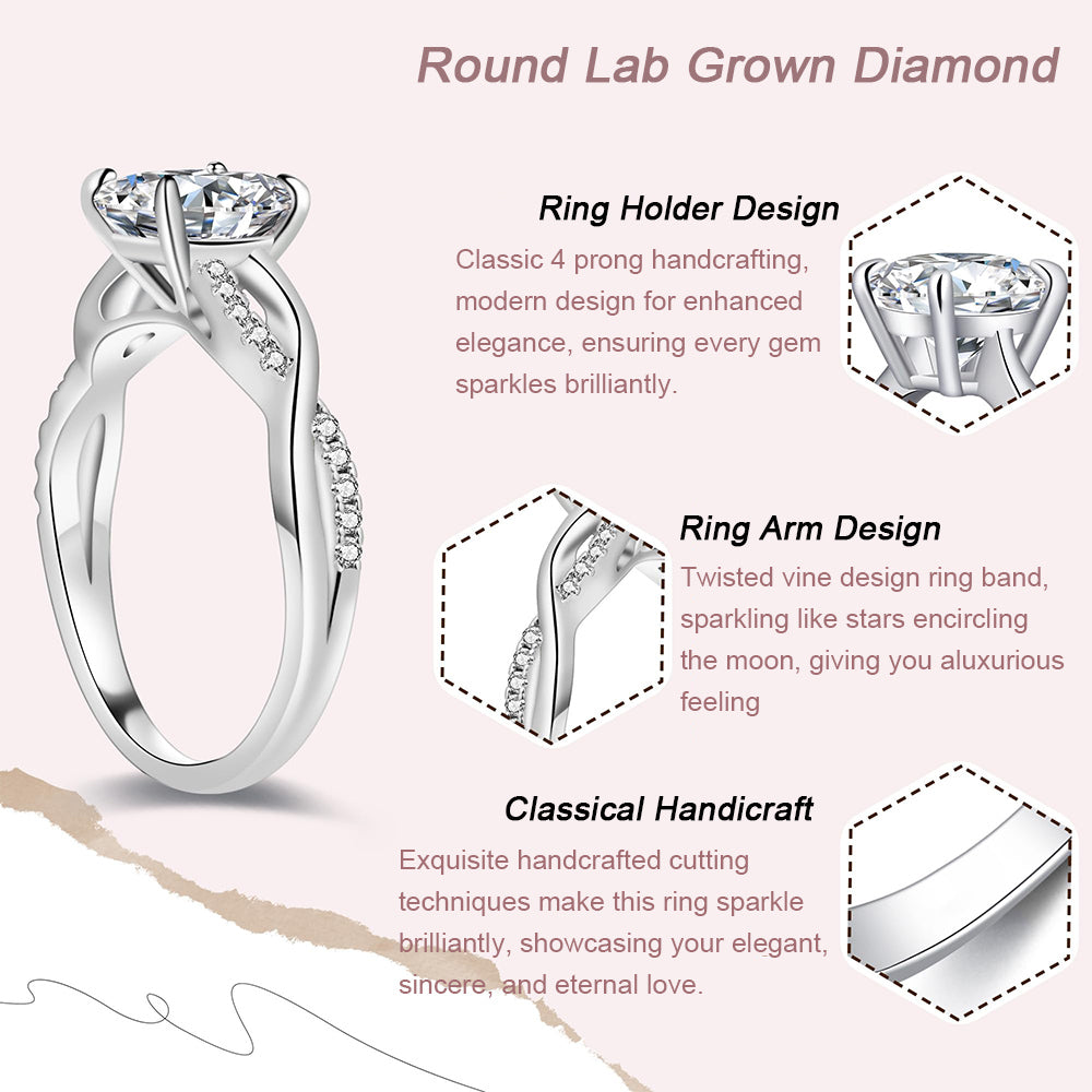 Twisted Vine Round Solitaire Promise Engagement Ring
