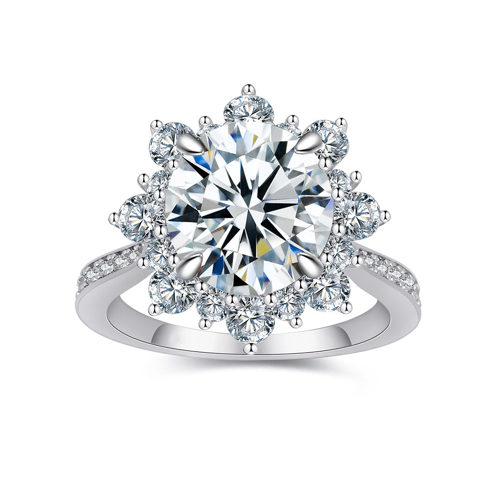 Large Ice Flower Halo Lab Grown Diamond Engagement Ring