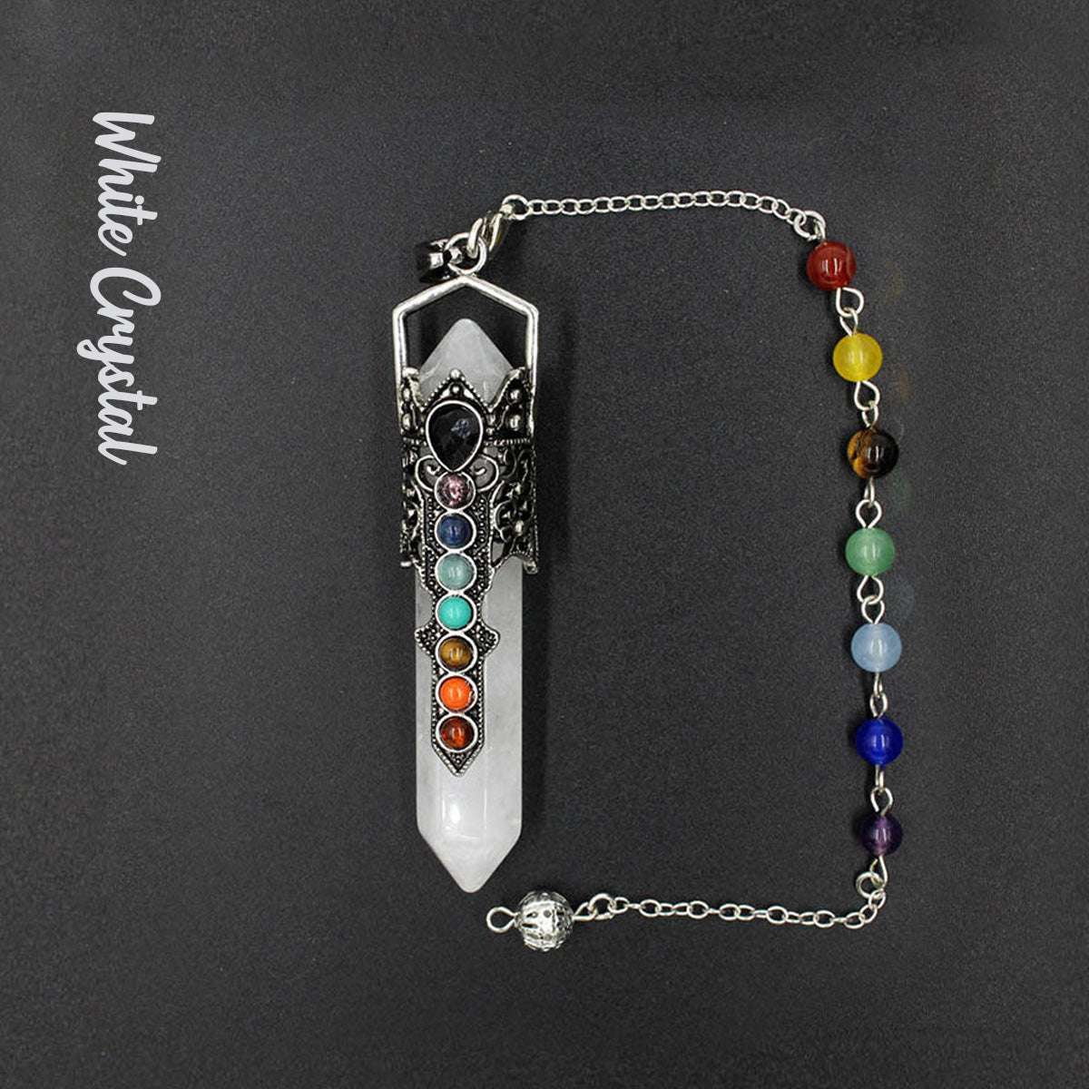 Chakra | Antique Silver Crown Crystal Pendulum