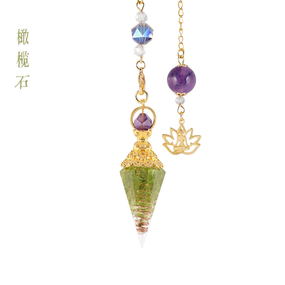 CICIORASTAR Golden Lotus | Natural Crushed Stone Spiral Amethyst Bead Chain Pendant