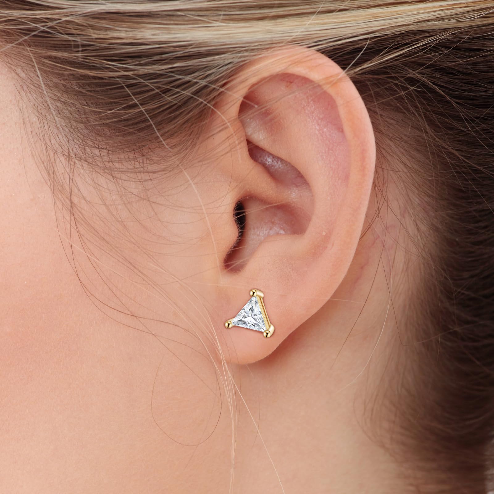 Trilliant Cut Lab Grown Diamond Stud Earrings