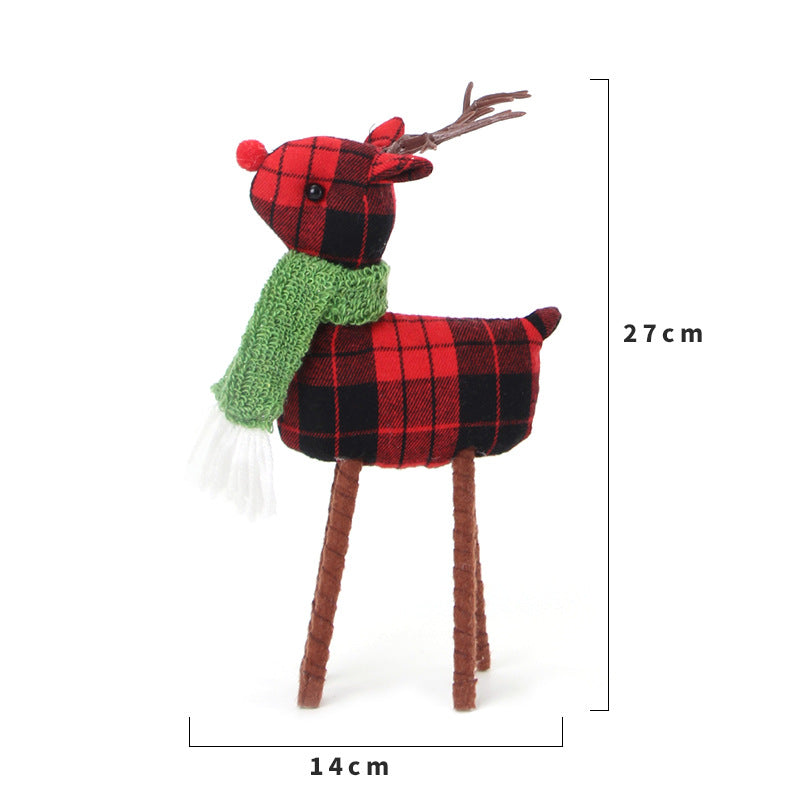 Christmas Little Elk Plaid Non-woven Decoration Desktop Ornaments