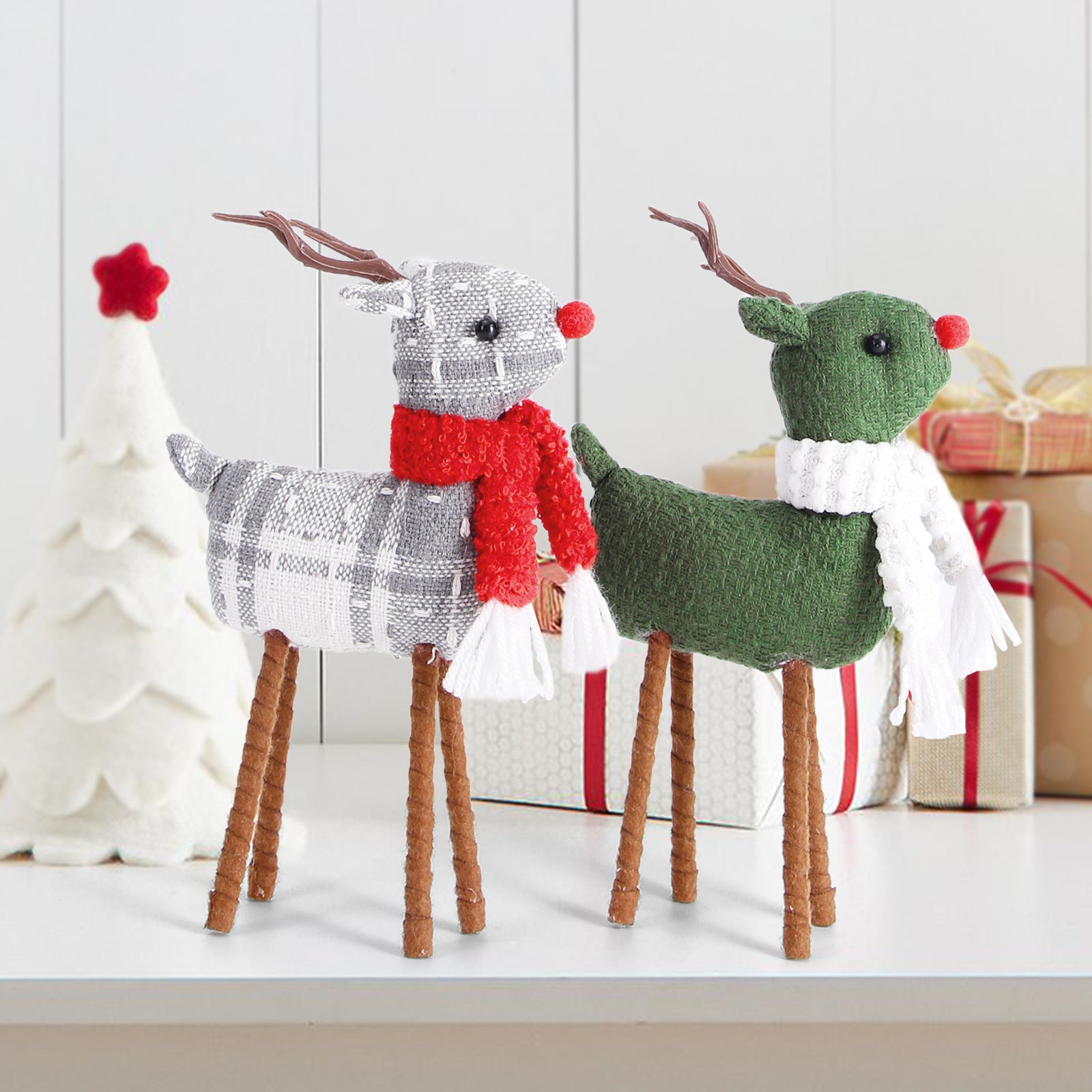 Christmas Little Elk Plaid Non-woven Decoration Desktop Ornaments