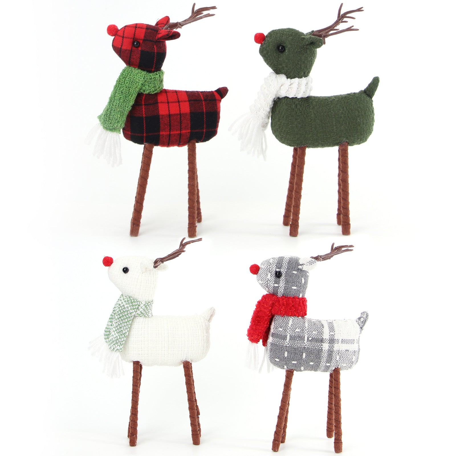 Christmas Little Elk Plaid Non-woven Decoration Desktop Ornaments