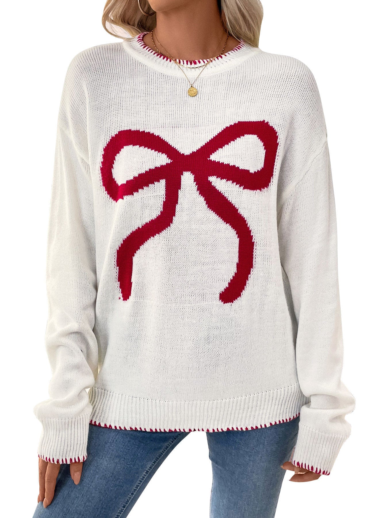 Christmas New Fashion Loose Bow Sweater