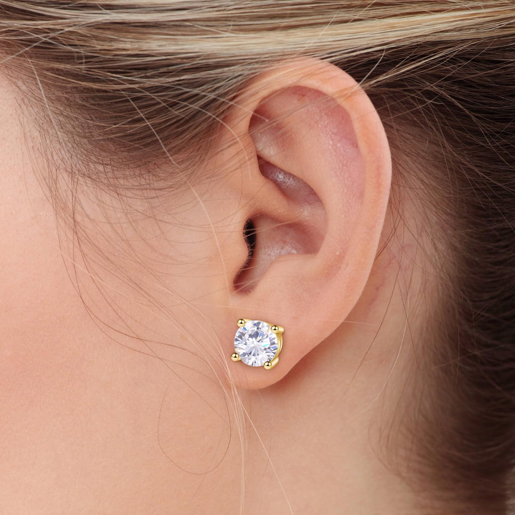 Classic Style 4 Prong Round Lab Grown Diamond Stud Earrings
