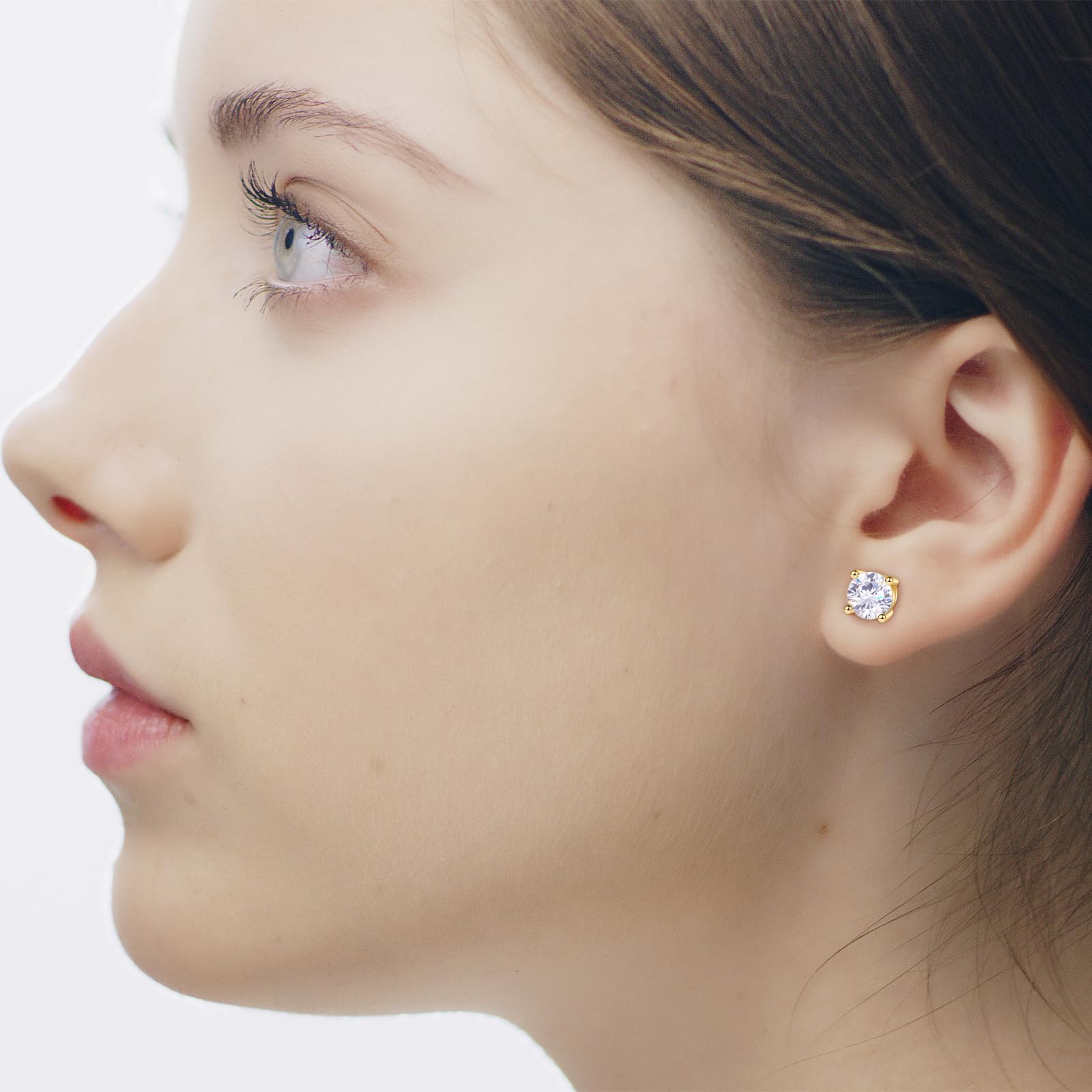Classic Style 4 Prong Round Lab Grown Diamond Stud Earrings
