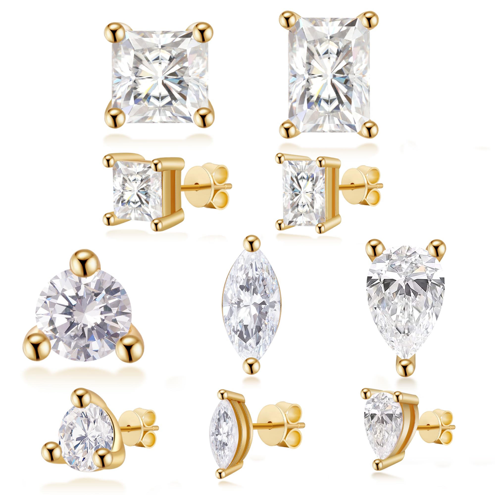 Square Princess Cut Lab Grown Diamond Stud Earrings