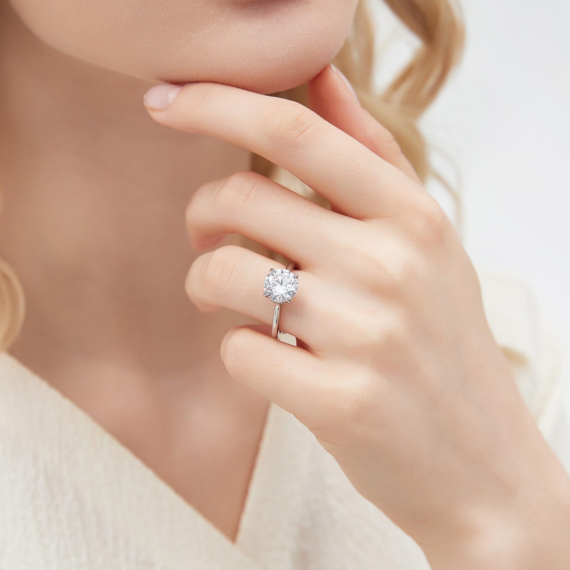 Large Brilliant 4CT 5CT Round Solitaire Lab Grown Diamond Engagement Ring