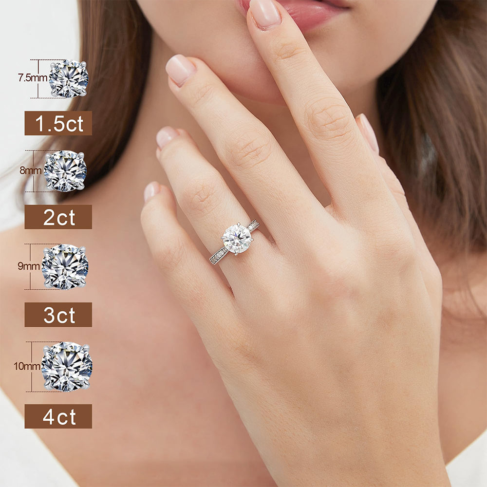 Star Orbit Single Row Drill Round Lab Grown Diamond Engagement Ring